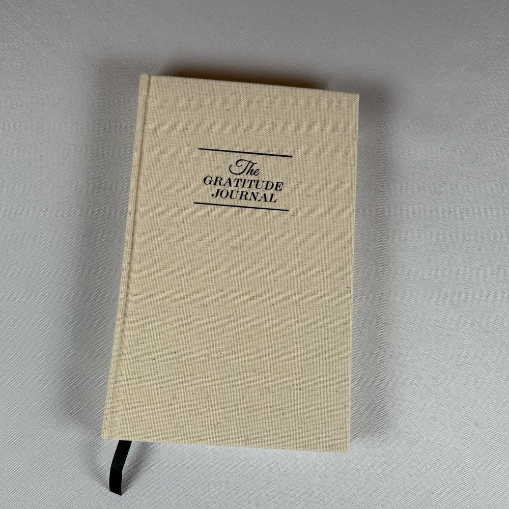 Gratitude Journal. Beige Linen mindfulness meditation notebook